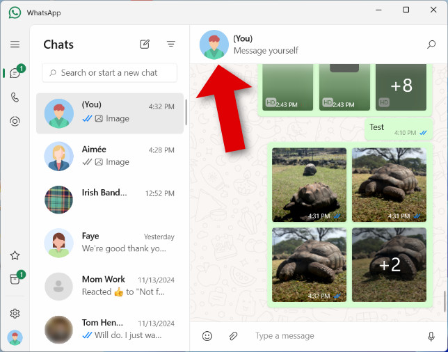 Accessing media from a conversation in WhatsApp