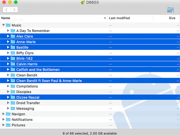 Using Android File Transfer to copy music from Android to Mac