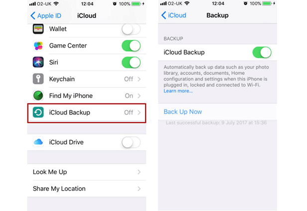 how to backup iphone to icloud in ios 9