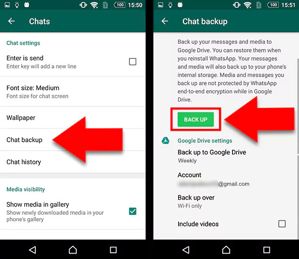 how to backup whatsapp deleted chat history