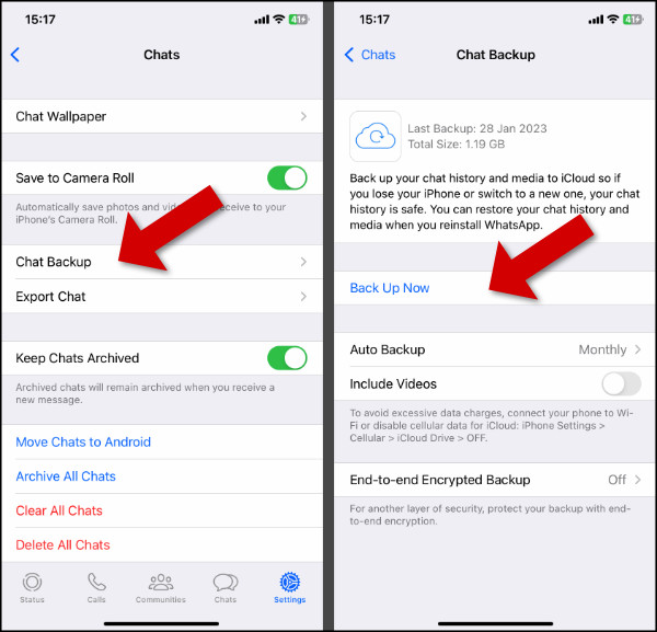 import whatsapp chat to iphone