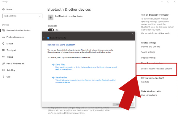 bluetooth file transfer android to windows 10