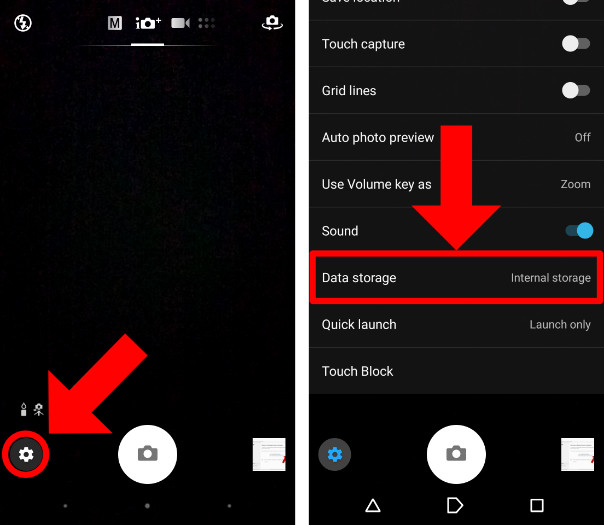 Changing default camera save location on Android step 1