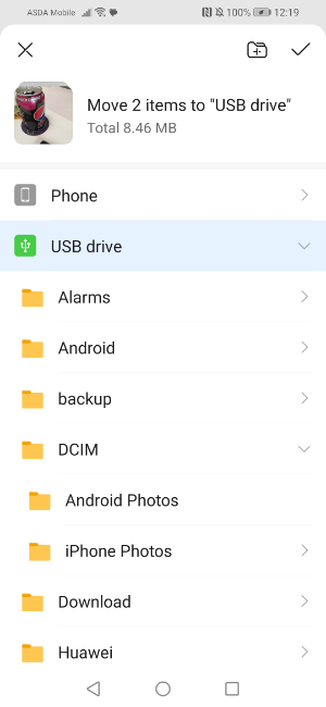 Moving photos from Android to SD Card via adaptor