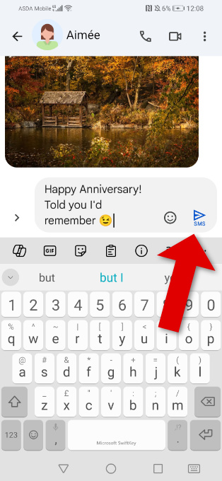 Opening the message schedule menu on Android