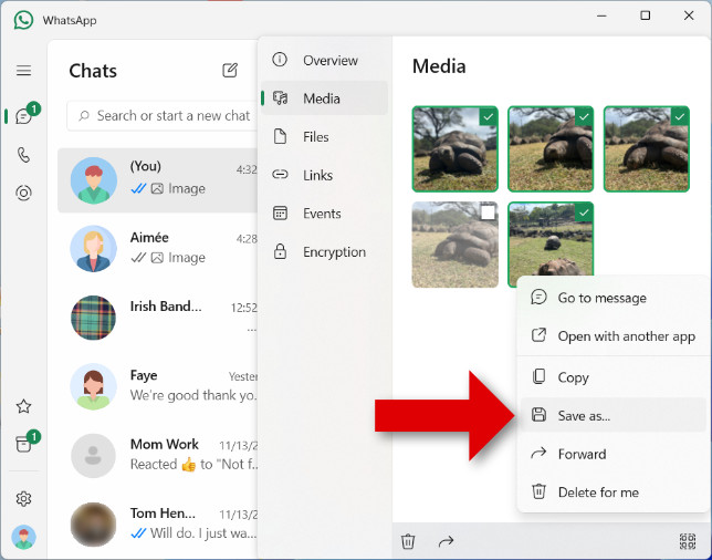 Saving media from WhatsApp to PC