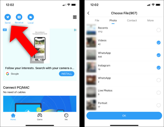 how to shareit from iphone to android