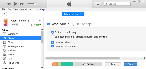 Sync iTunes music with iPhone