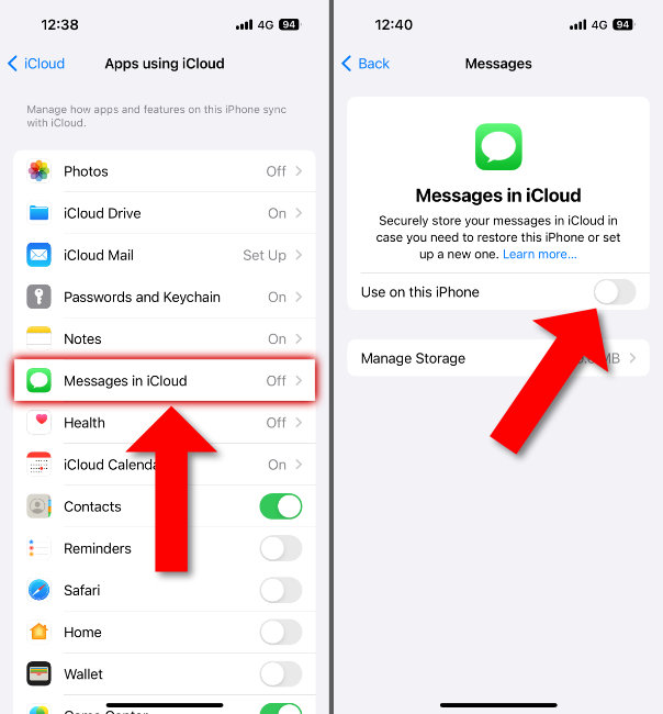 Syncing iPhone messages with iCloud
