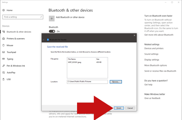 android to windows bluetooth file transfer