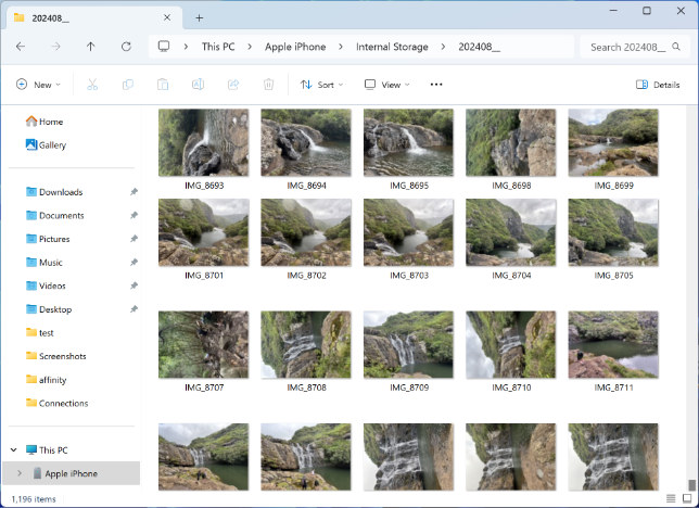 Viewing iPhone photos in Windows File Explorer