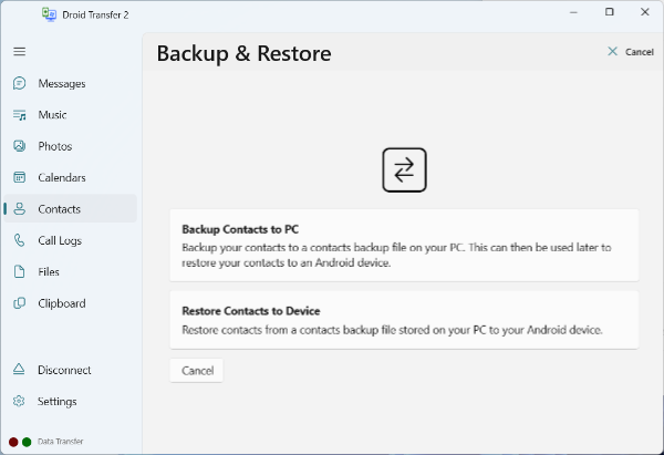 Backup and Restore Contacts Android