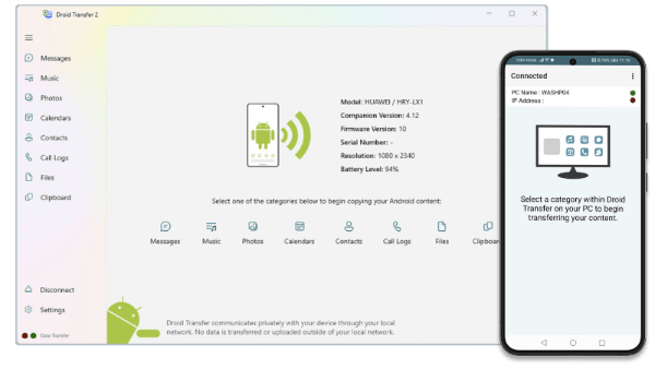 Connect Android with Droid Transfer