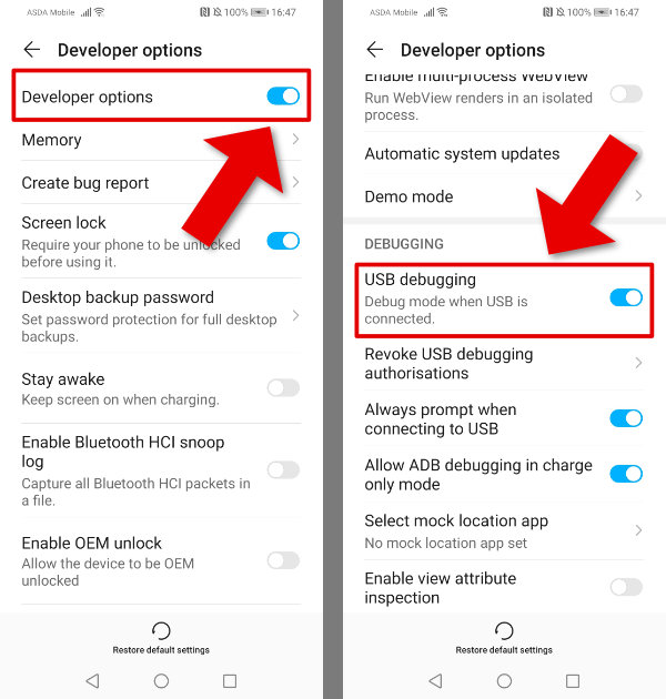 Enabling USB Debugging on Android