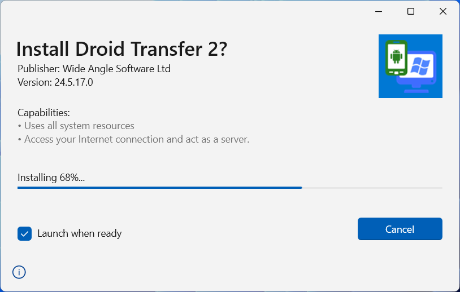 Installing Droid Transfer on Windows