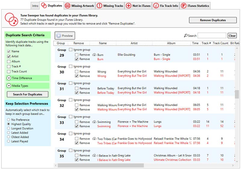 itunes duplicates cleaner for mac vs. dupe away