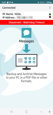 Android device showing 'Watchdog Timeout' error in Transfer Companion
