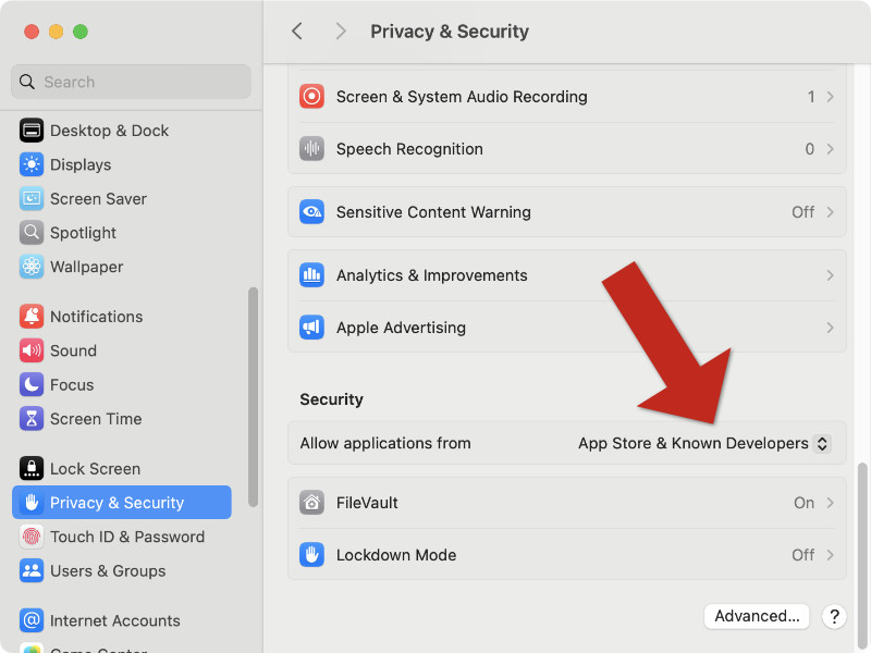Allow app downloads from developers on Mac