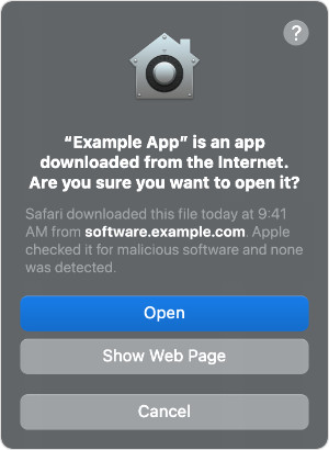 Opening an app downloaded from the internet on Mac