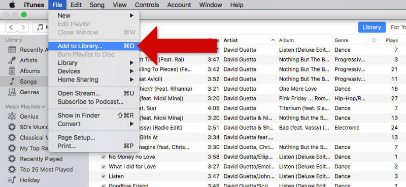 Importing tracks into an iTunes library