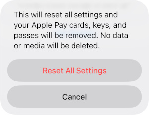 Resetting all iPhone settings