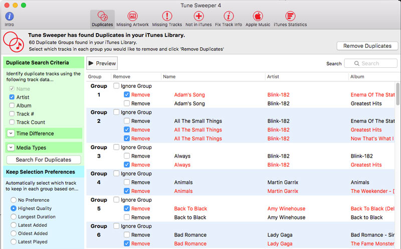 itunes duplicates cleaner for mac vs. dupe away