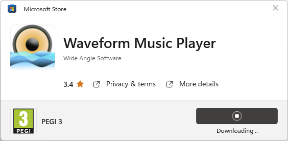 Downloading the Waveform app from the Microsoft Store