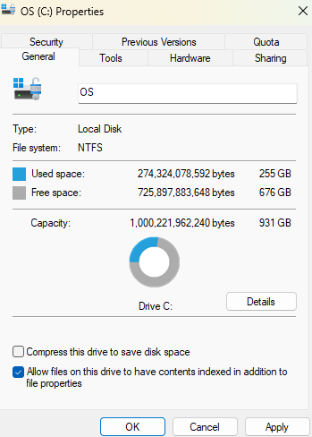 Indexing a drive on Windows