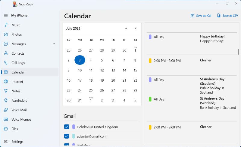 Export iPhone Calendar to PC / Mac Share Calendar iPhone