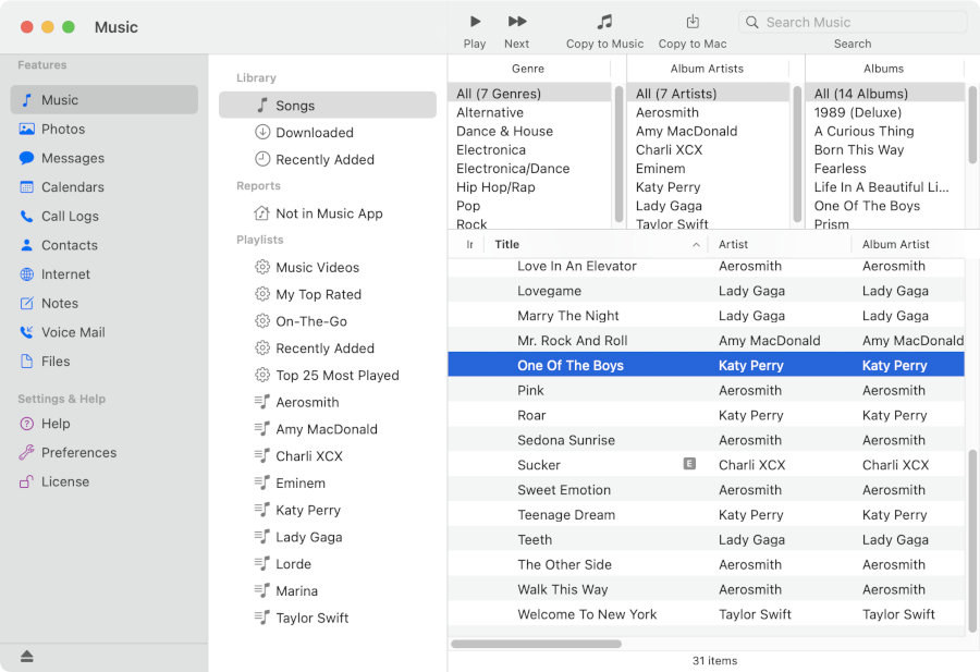 Transfer music from iPhone to Mac